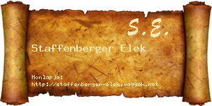 Staffenberger Elek névjegykártya